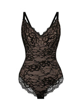 One-Piece Lace Jacquard Thong Shaping Bodysuit for Women